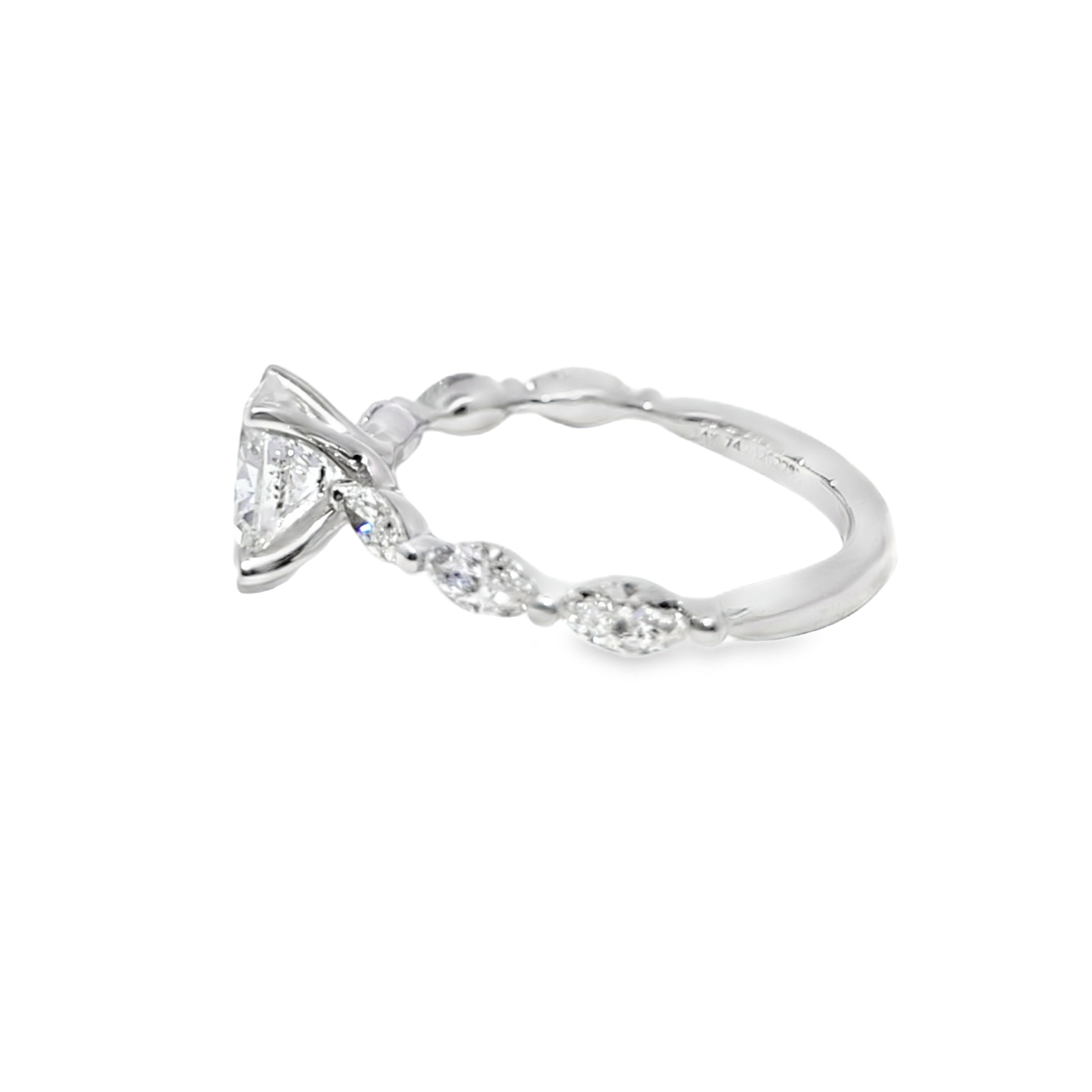 14K White Gold Diamond Engagement Ring with Oval Cut Center 1.625 ctw | Marquise Accent Bridal Ring – Jewelry Palace