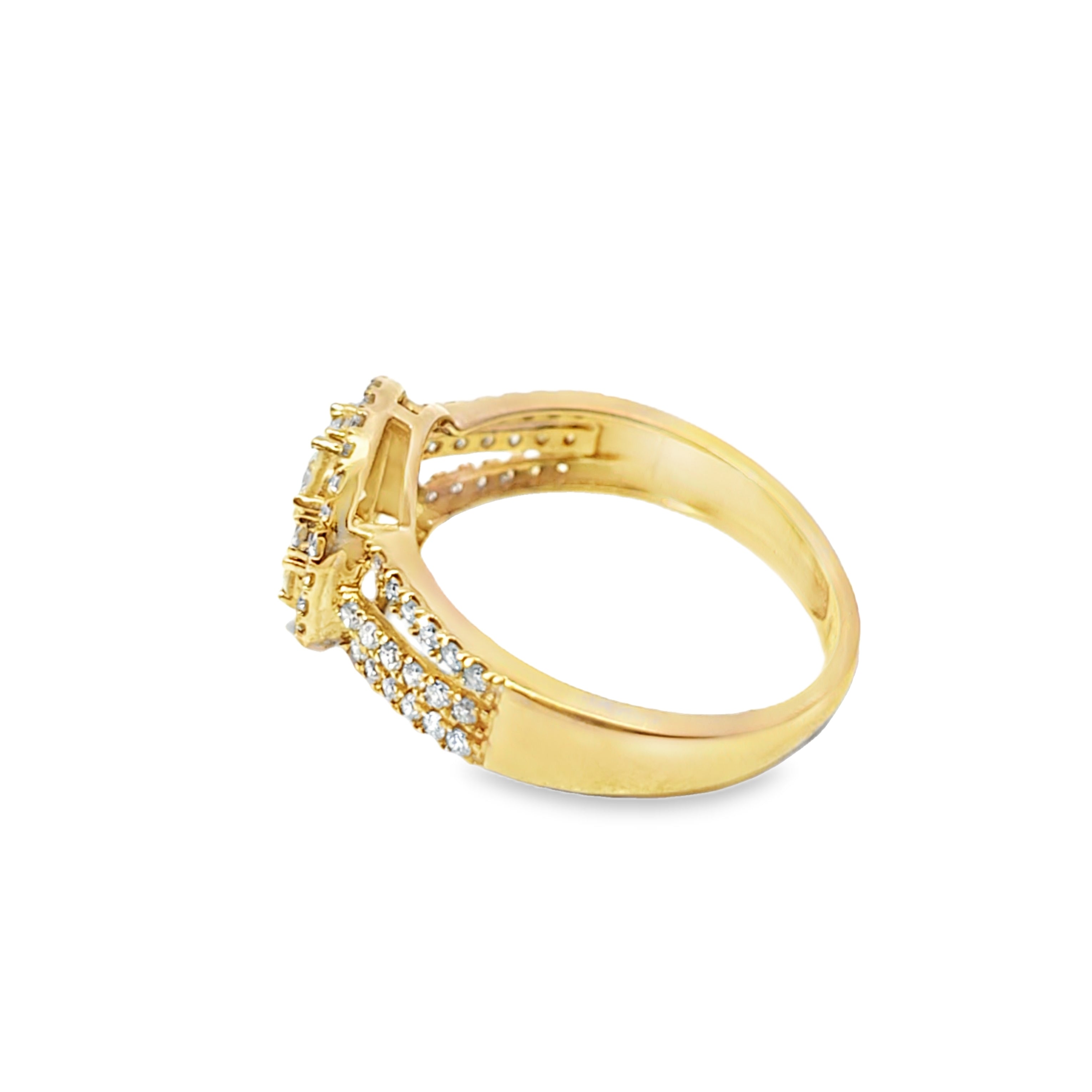 10K Yellow Gold Diamond Cluster Ring 1.25 ctw | Round Cut Halo Engagement Ring – Jewelry Palace