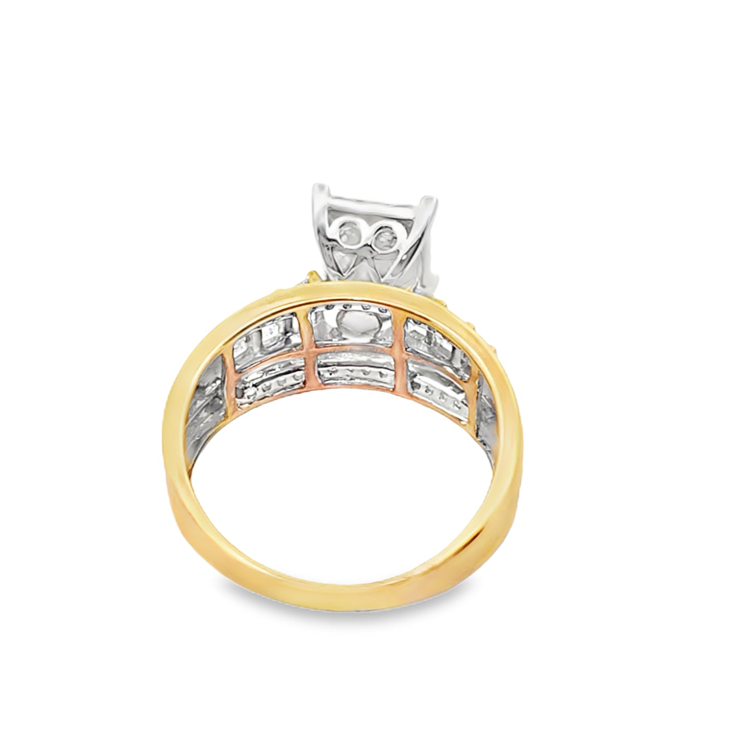 10k Yellow Gold Diamond Square Ring Cinderella Set 0.50 ctw