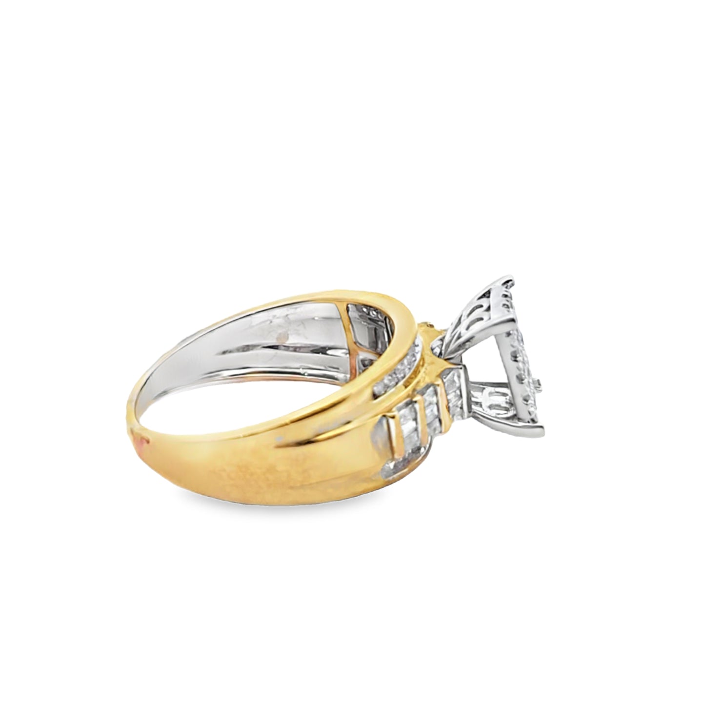 10k Yellow Gold Diamond Square Ring Cinderella Set 0.50 ctw