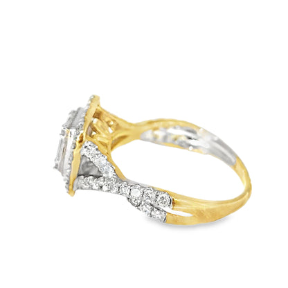 10k Yellow Gold Baguette Cut Diamond Ring with Spiral Band 1.00 ctw
