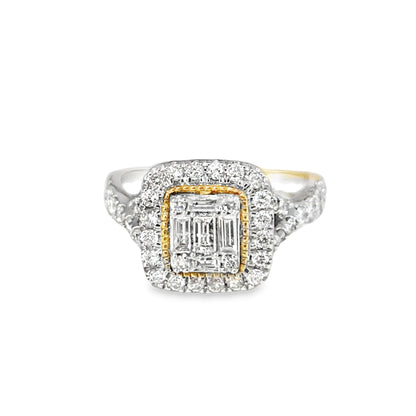 10k Yellow Gold Baguette Cut Diamond Ring with Spiral Band 1.00 ctw