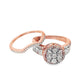 10K Rose Gold Flower Set Diamond  Ring with Diamond Band 0.75 ctw