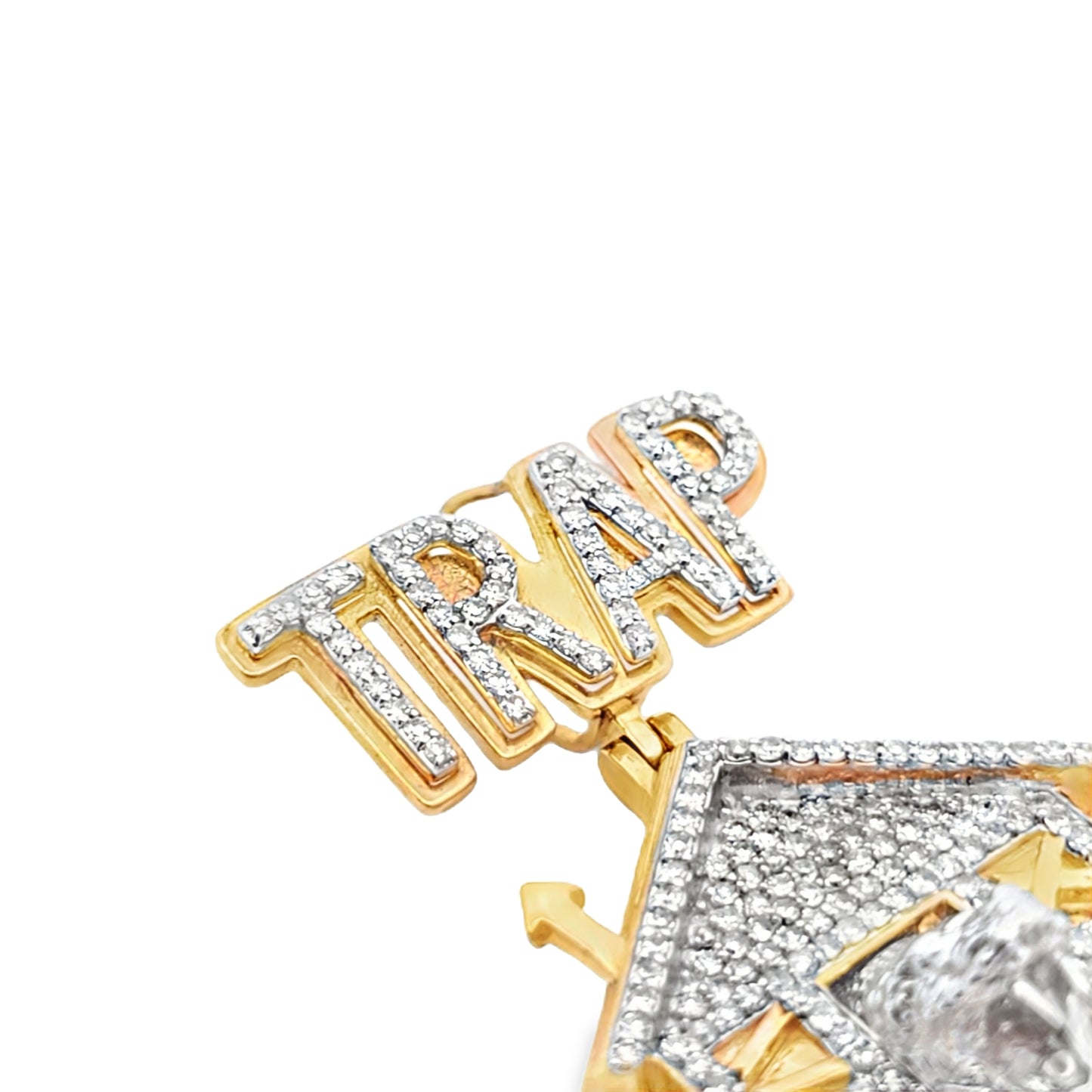 10K Yellow Gold Diamond Trap House Pendant 1.00 ctw | Iced Out Money Stack Hip Hop Pendant – Jewelry Palace