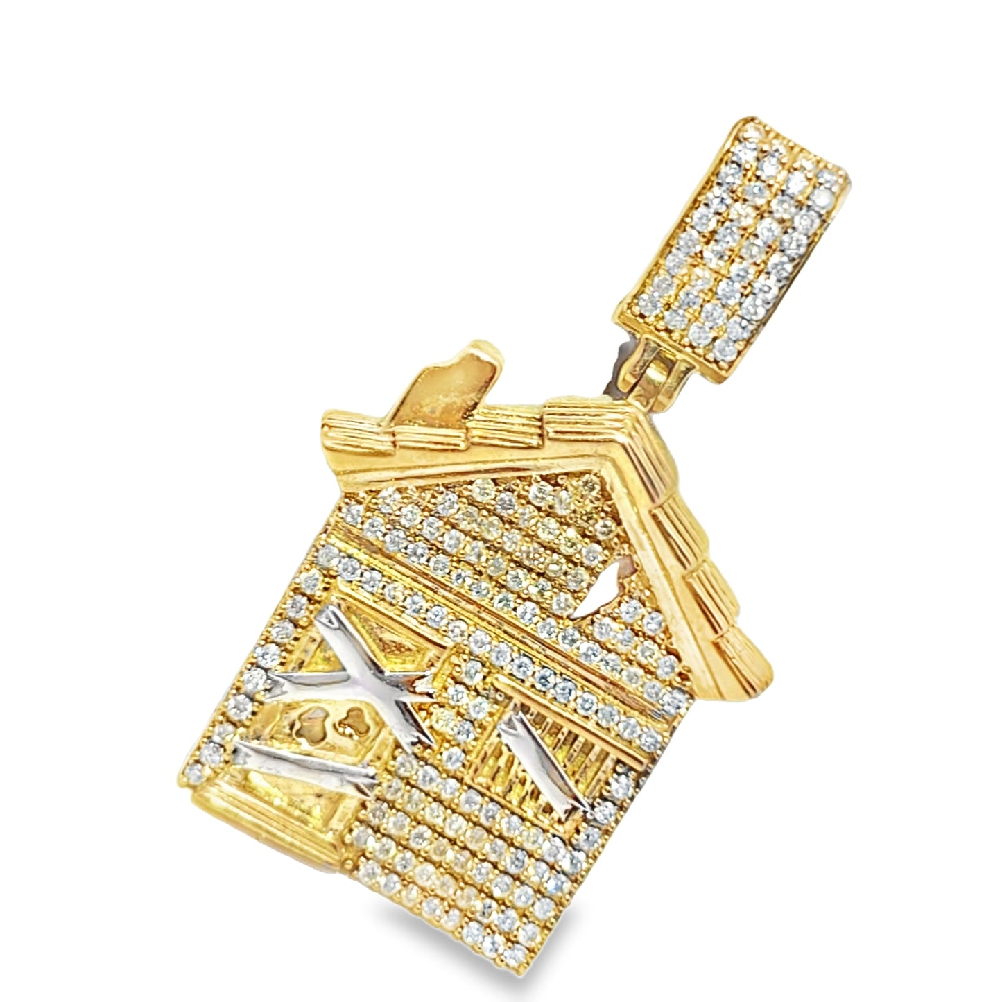 10K Yellow Gold Diamond Trap House Pendant 1.0 Ctw| Iced Out Hip Hop Pendant for Men – Jewelry Palace