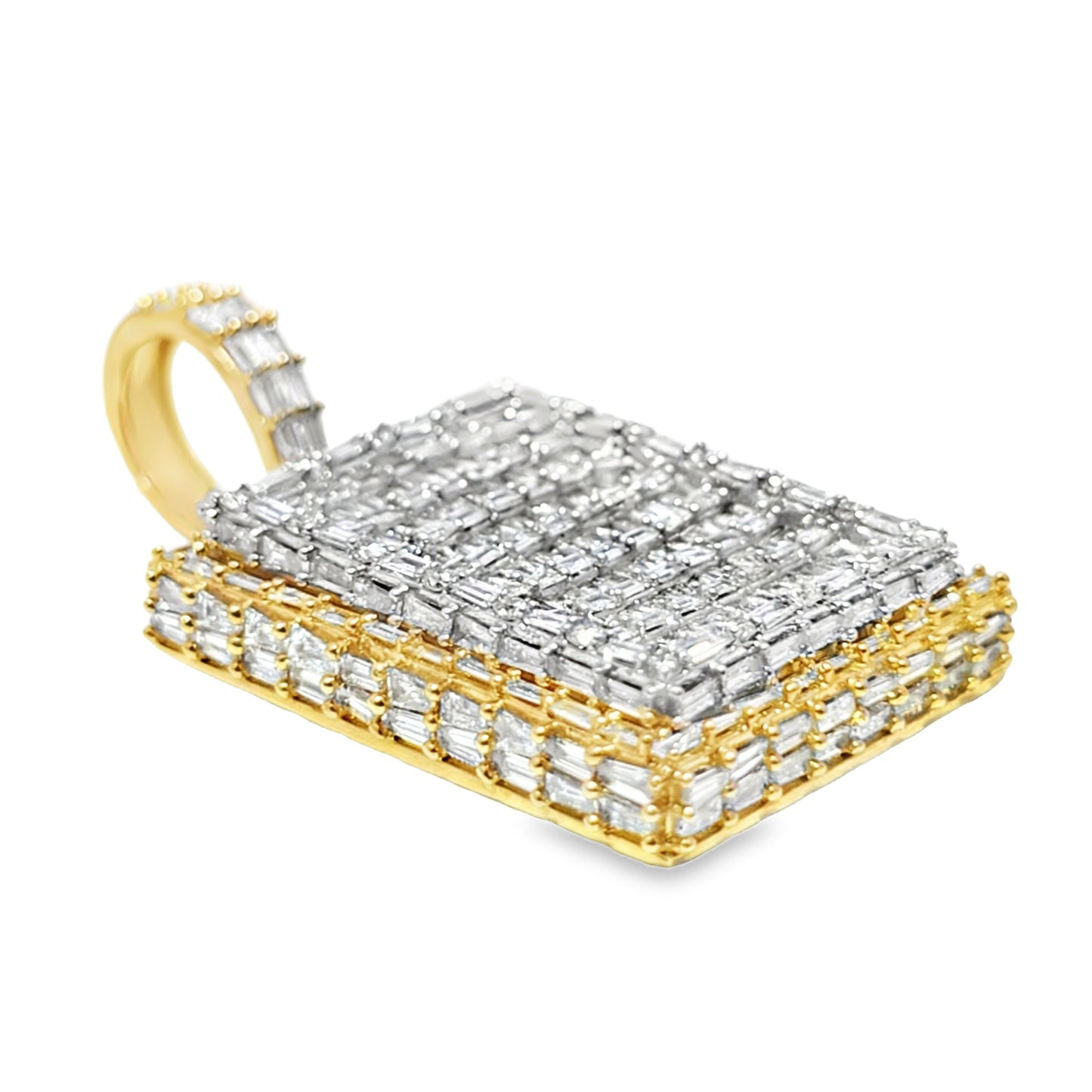 10K Yellow Gold Diamond Square Cut Pendant 5.00 ctw | Iced Out Baguette Pendant for Men – Jewelry Palace