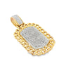 10K Yellow Gold Diamond Dog Tag Pendant with Cuban Border 0.87 ctw | Iced Out Pendant for Men – Jewelry Palace