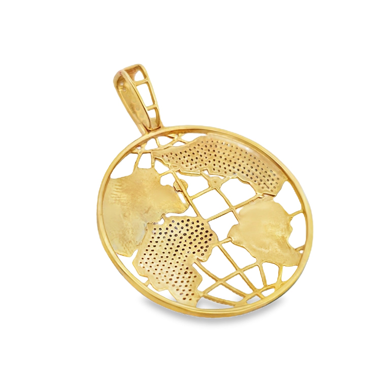 10K Yellow Gold Diamond Globe Pendant 0.625 ctw | World Map Earth Pendant for Men – Jewelry Palace