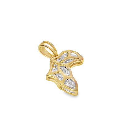 10K Yellow Gold Diamond Africa Map Pendant 0.12 ctw | Small Iced Out Pendant for Men & Women – Jewelry Palace