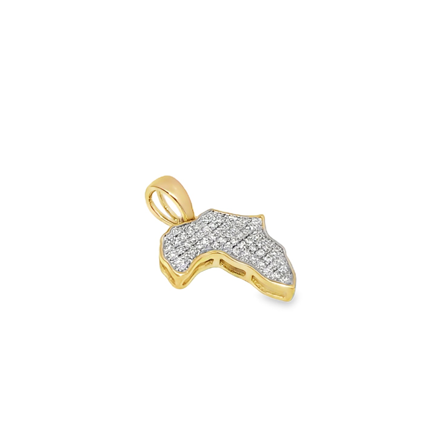 10K Yellow Gold Diamond Africa Map Pendant 0.12 ctw | Small Iced Out Pendant for Men & Women – Jewelry Palace