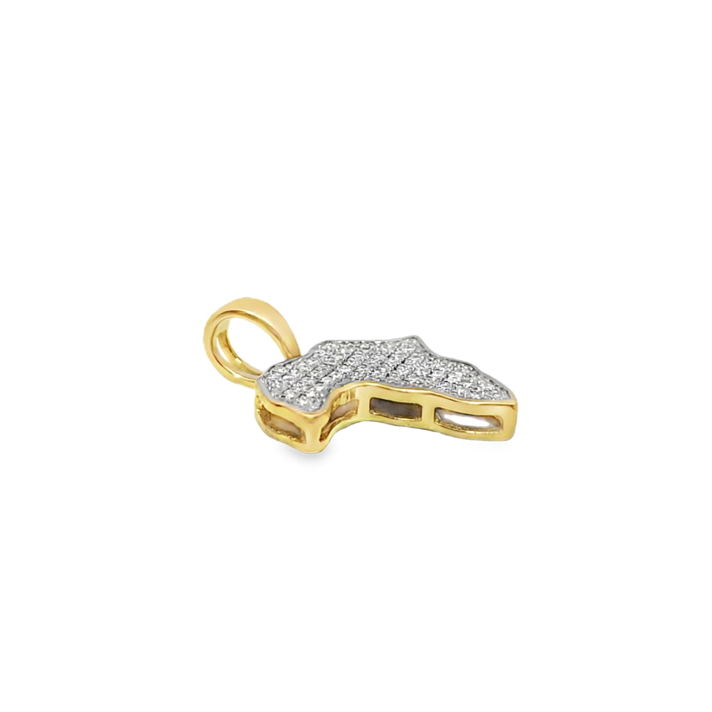 10K Yellow Gold Diamond Africa Map Pendant 0.12 ctw | Small Iced Out Pendant for Men & Women – Jewelry Palace