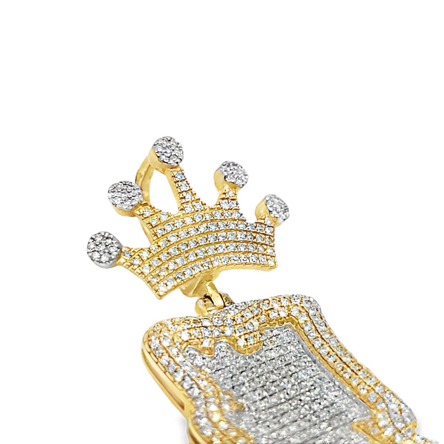 10K Yellow Gold Diamond Tribal Horn Pendant with Crown 1.10 ctw | Iced Out Gold Pendant – Jewelry Palace