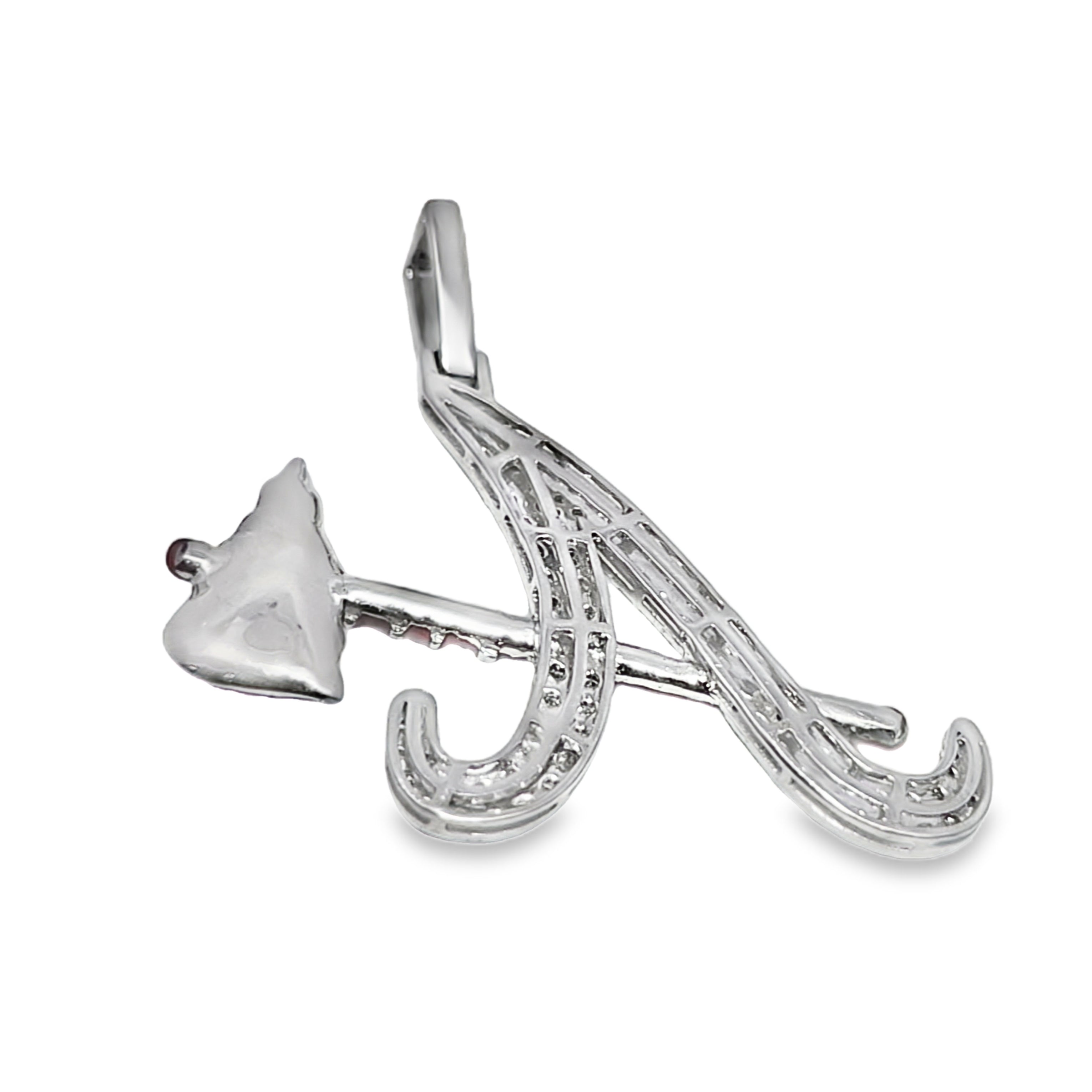10K White Gold Diamond “A” Pendant 2.50 ctw | Iced Out Atlanta Braves Inspired Pendant – Jewelry Palace