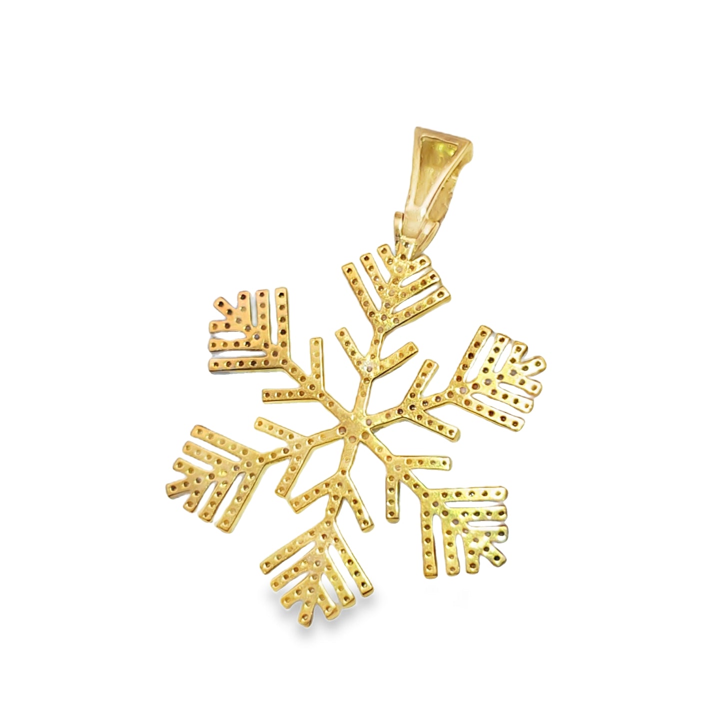 10K Yellow Gold Diamond Snowflake Pendant 3.00 ctw | Iced Out Winter Pendant – Jewelry Palace