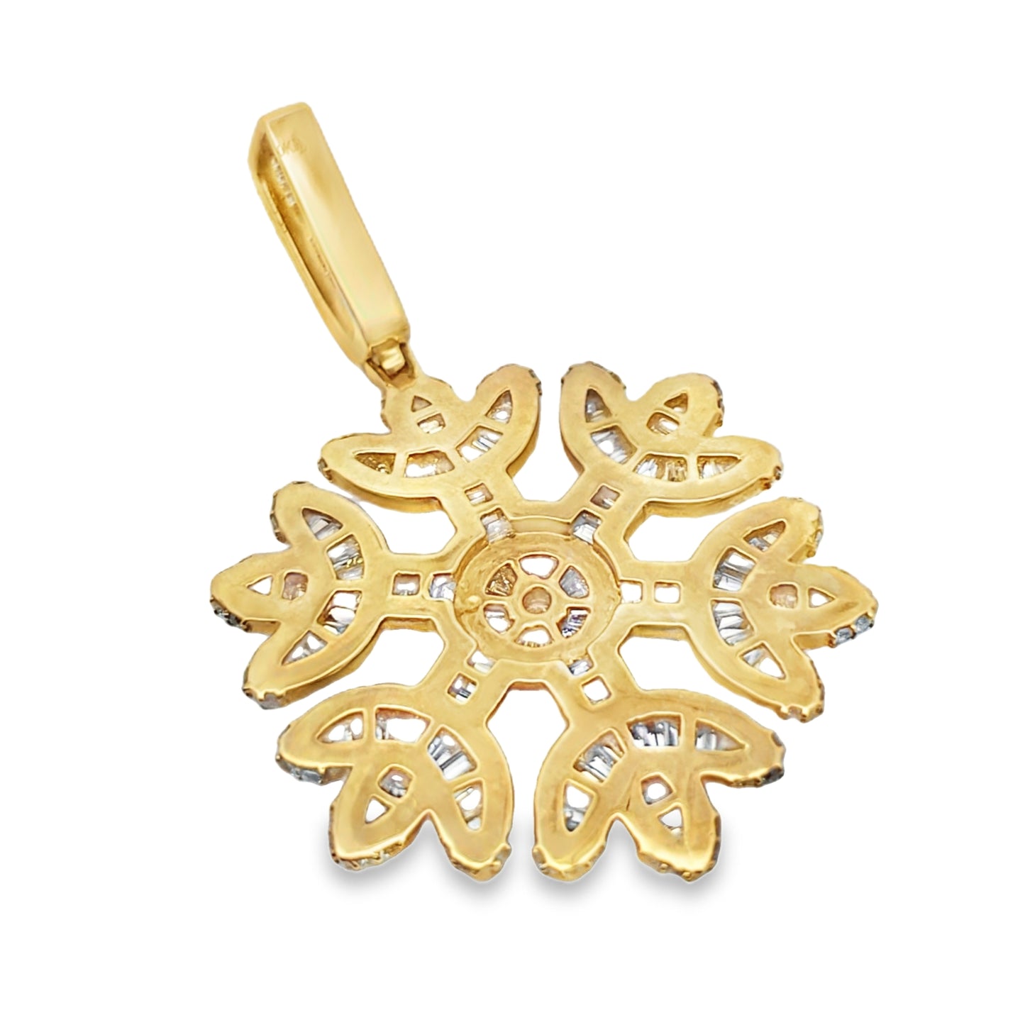 10K Yellow Gold Diamond Snowflake Pendant 6.00 ctw | Iced Out Luxury Winter Pendant – Jewelry Palace