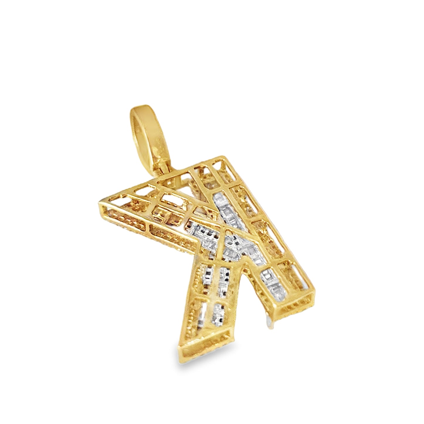 10K Yellow Gold Diamond “K” Initial Pendant 0.85 ctw | Iced Out Personalized Letter Pendant – Jewelry Palace