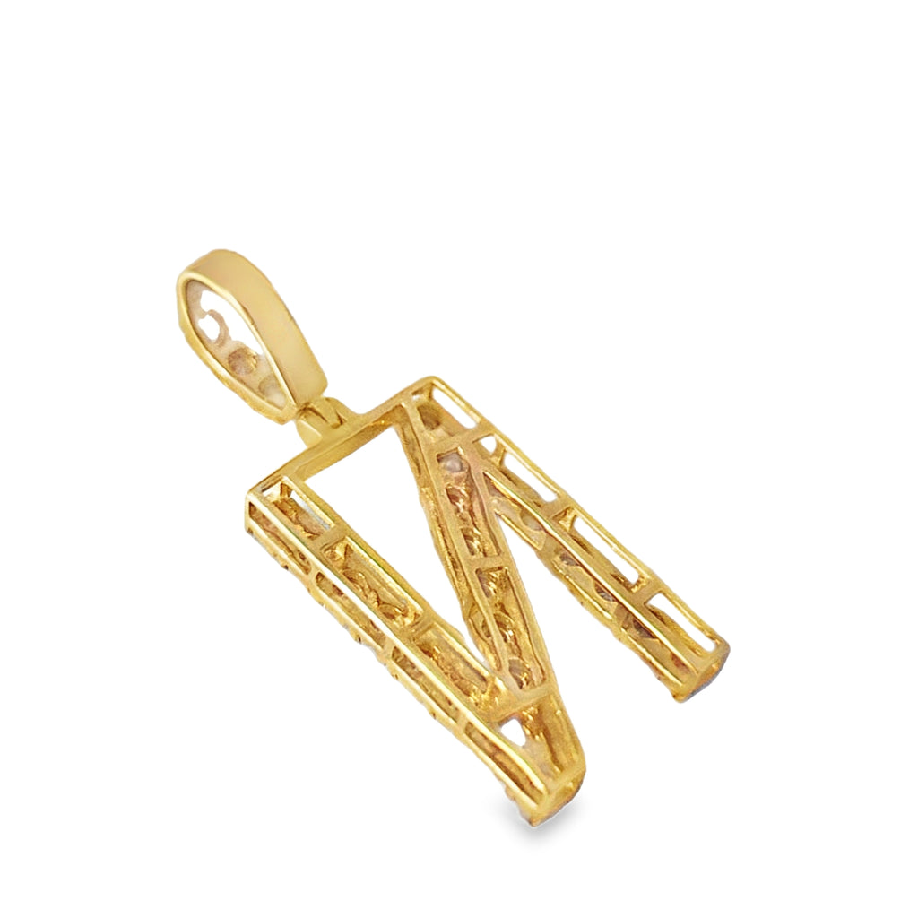 10K Yellow Gold Diamond ‘N’ Initial Pendant 0.30 ctw | Personalized Letter Pendant – Jewelry Palace