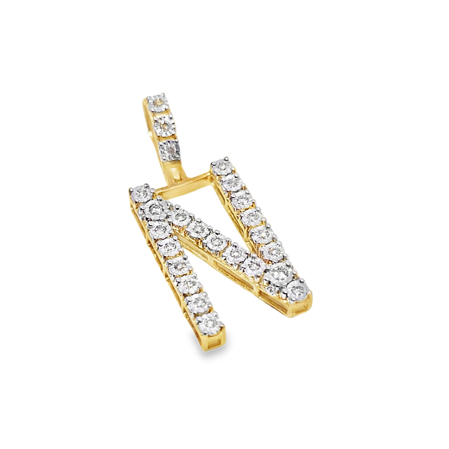 10K Yellow Gold Diamond ‘N’ Initial Pendant 0.30 ctw | Personalized Letter Pendant – Jewelry Palace