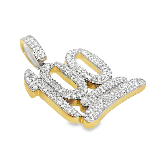 10k Yellow Gold Diamond '100' Emoji Pendant 2.00 ctw