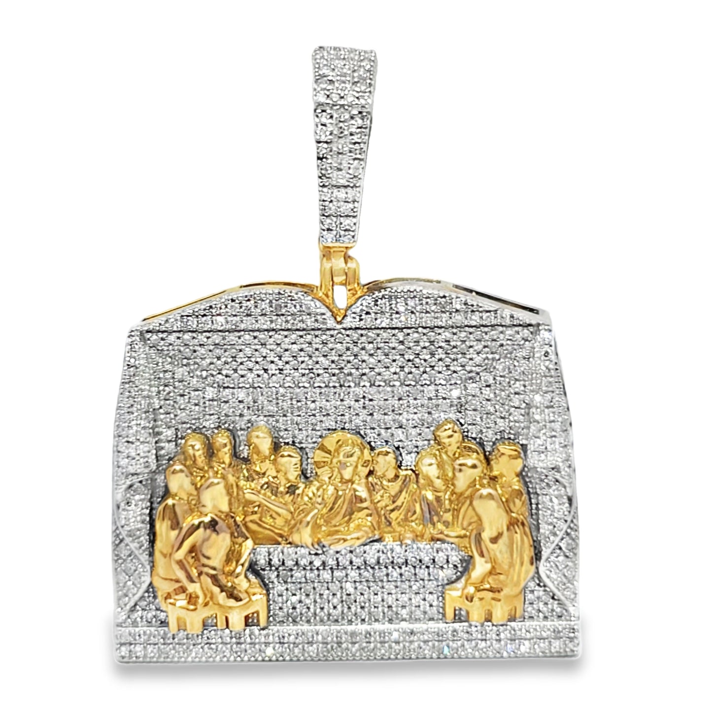 10K Yellow Gold Diamond "Last Supper" Pendant 1.33 ctw