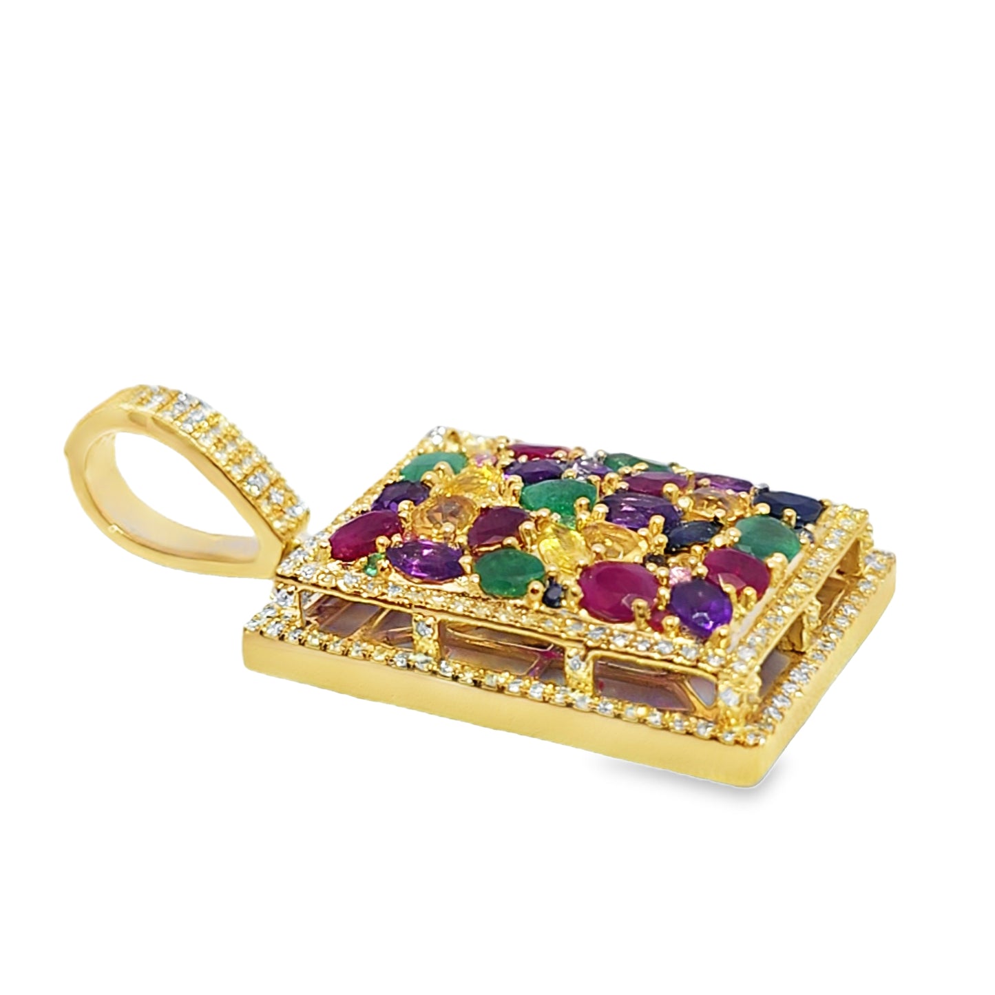 10k Yellow Gold Diamond Gemstone Pendant 4.00 ctw