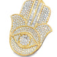 10K Yellow Gold Diamond Hamsa Hand Pendant 2.62 ctw | Round Brilliant & Baguette Diamonds