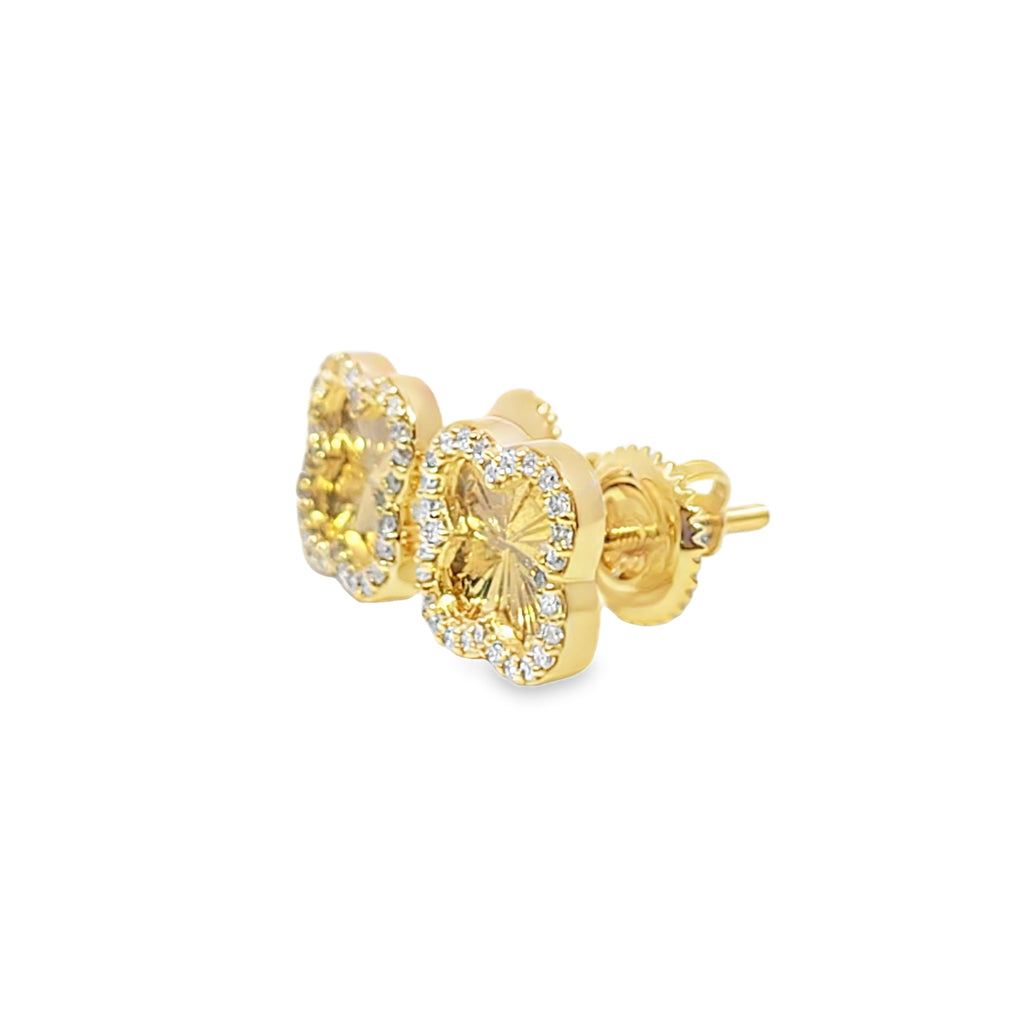 10K Yellow, Rose & White Gold Diamond Clover Stud Earrings 0.16 CTW | Jewelry Palace