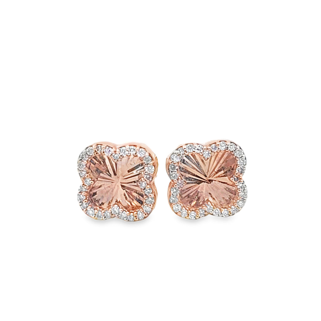 10K Yellow, Rose & White Gold Diamond Clover Stud Earrings 0.16 CTW | Jewelry Palace