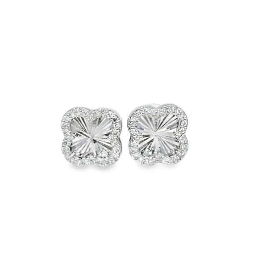 10K Yellow, Rose & White Gold Diamond Clover Stud Earrings 0.16 CTW | Jewelry Palace