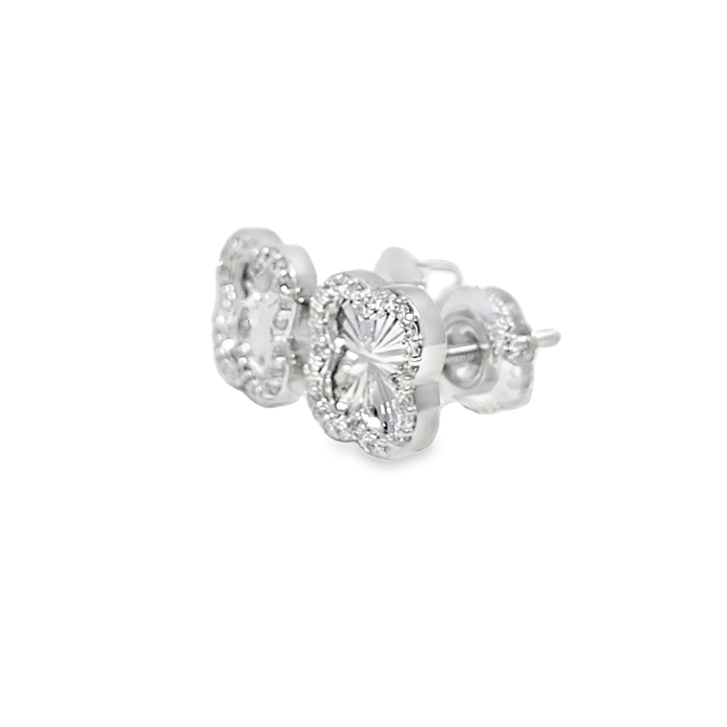 10K Yellow, Rose & White Gold Diamond Clover Stud Earrings 0.16 CTW | Jewelry Palace