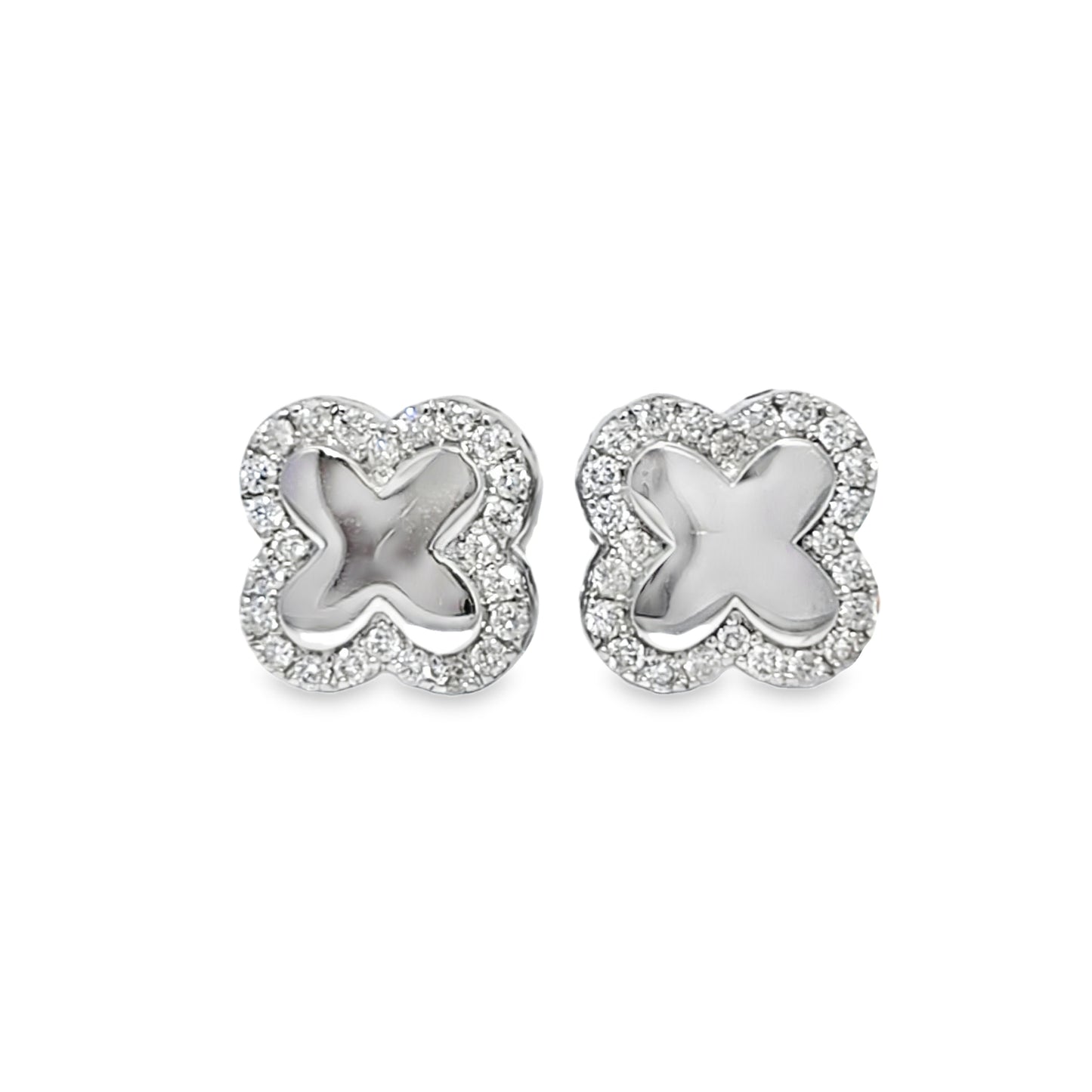 10K White Gold Diamond Clover Stud Earrings 0.28 CTW | Jewelry Palace