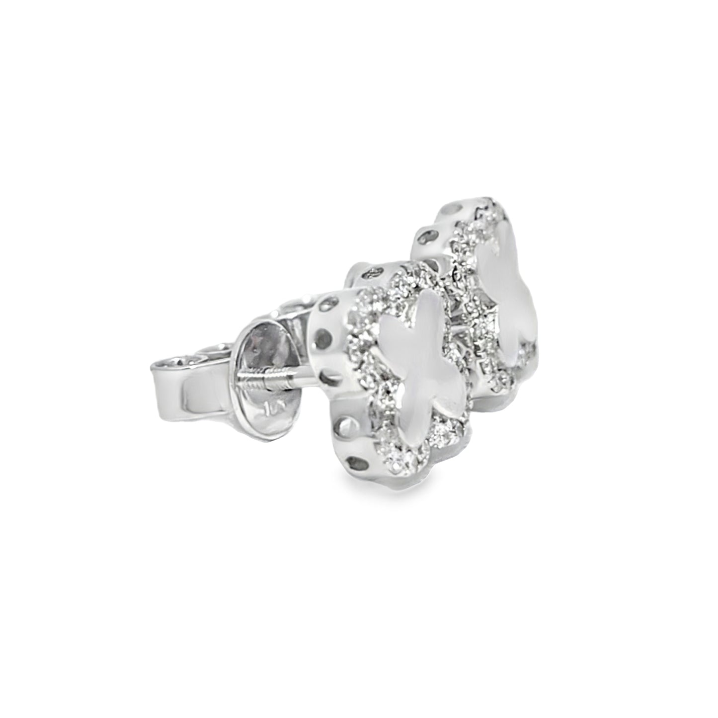10K White Gold Diamond Clover Stud Earrings 0.28 CTW | Jewelry Palace