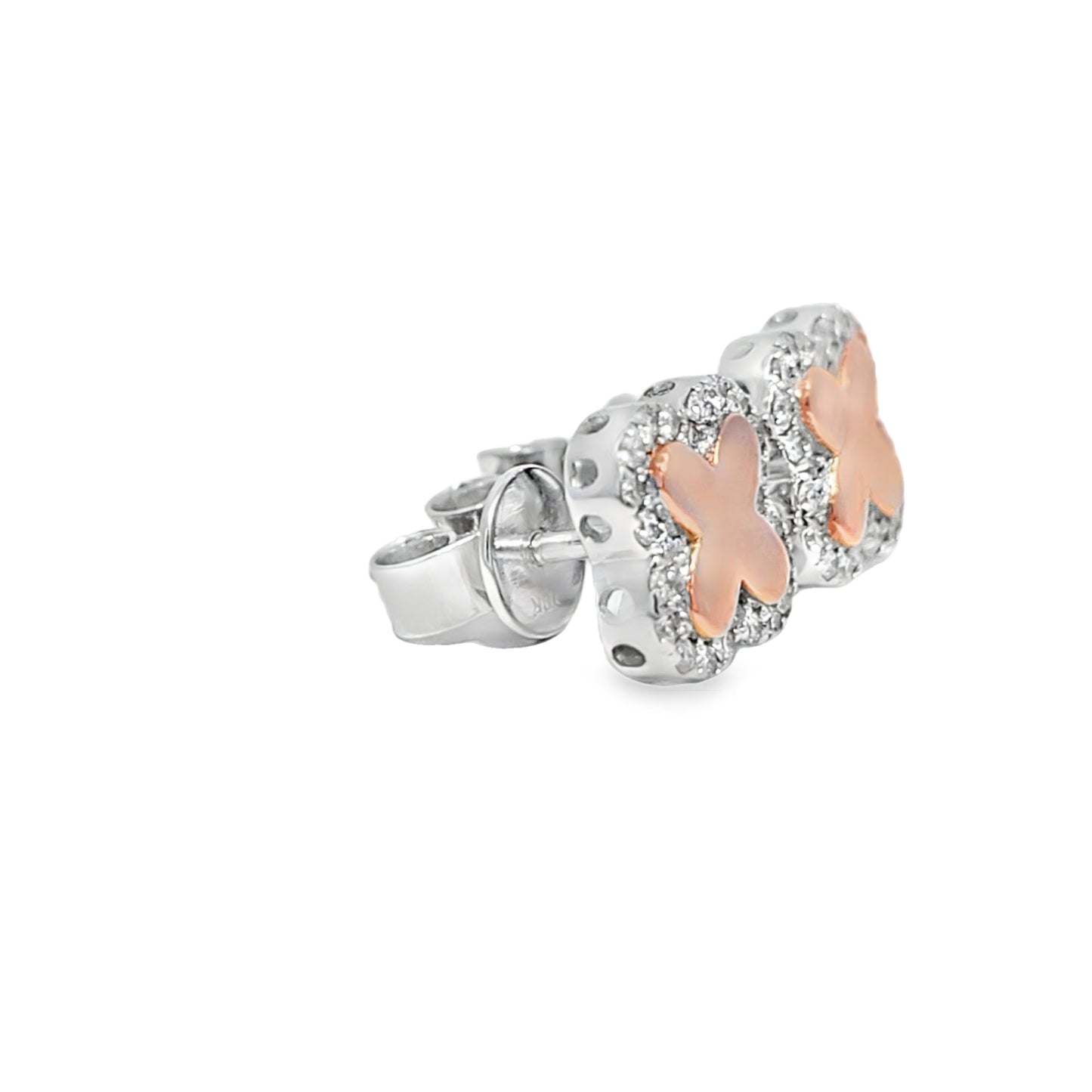 10K White Gold Diamond Clover Stud Earrings 0.28 CTW | Jewelry Palace