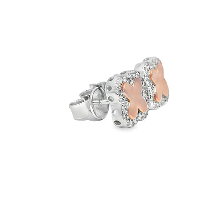 10K White Gold Diamond Clover Stud Earrings 0.28 CTW | Jewelry Palace