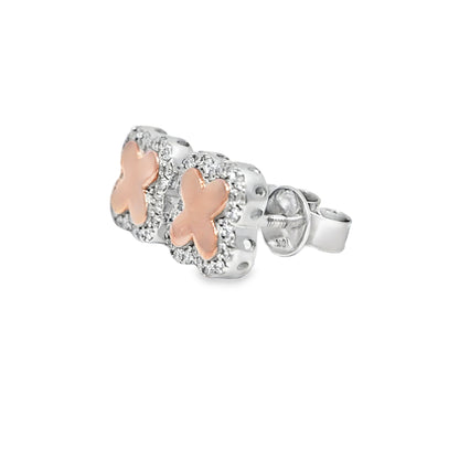 10K White Gold Diamond Clover Stud Earrings 0.28 CTW | Jewelry Palace