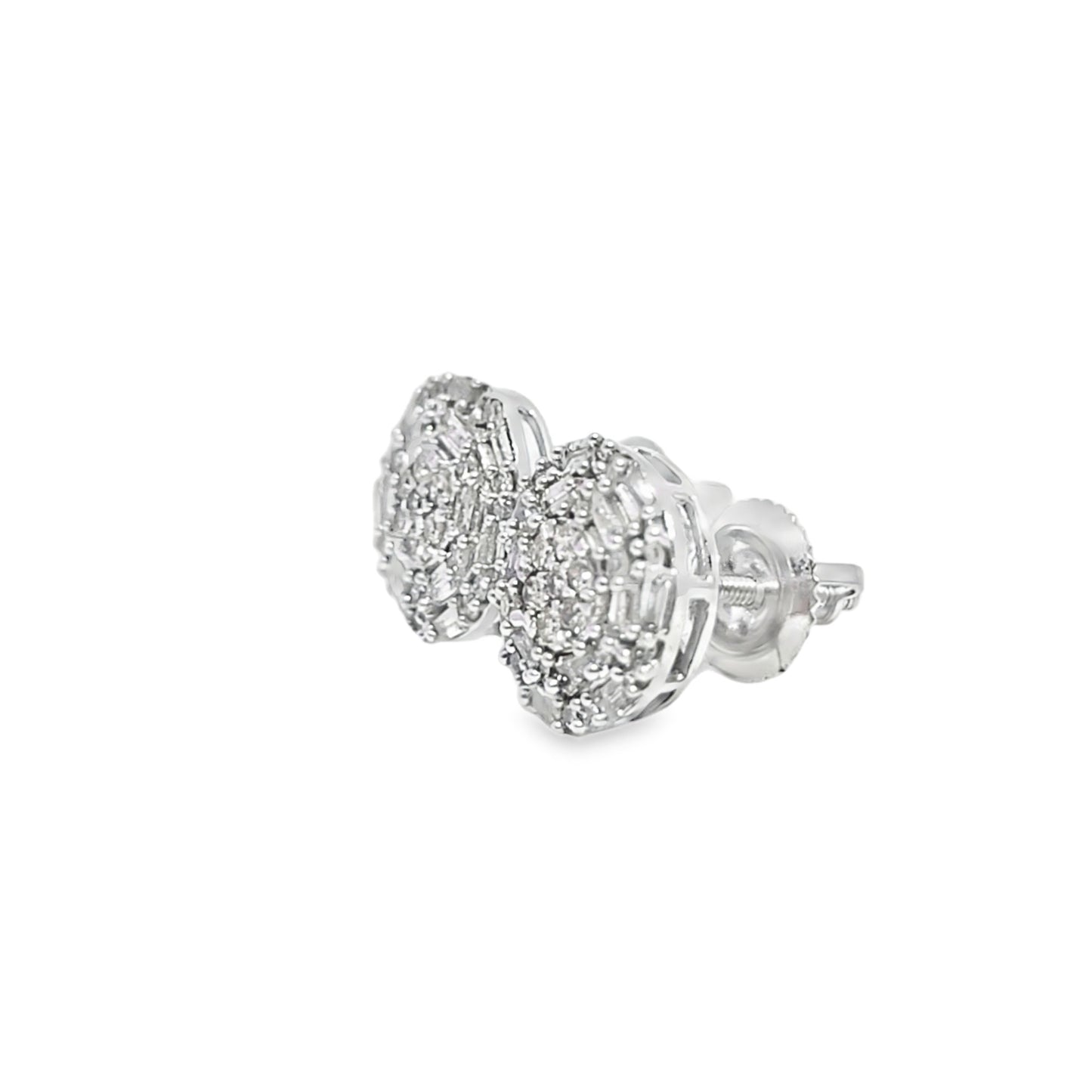 10K White Gold Diamond Round Cluster Stud Earrings 0.50 CTW | Jewelry Palace