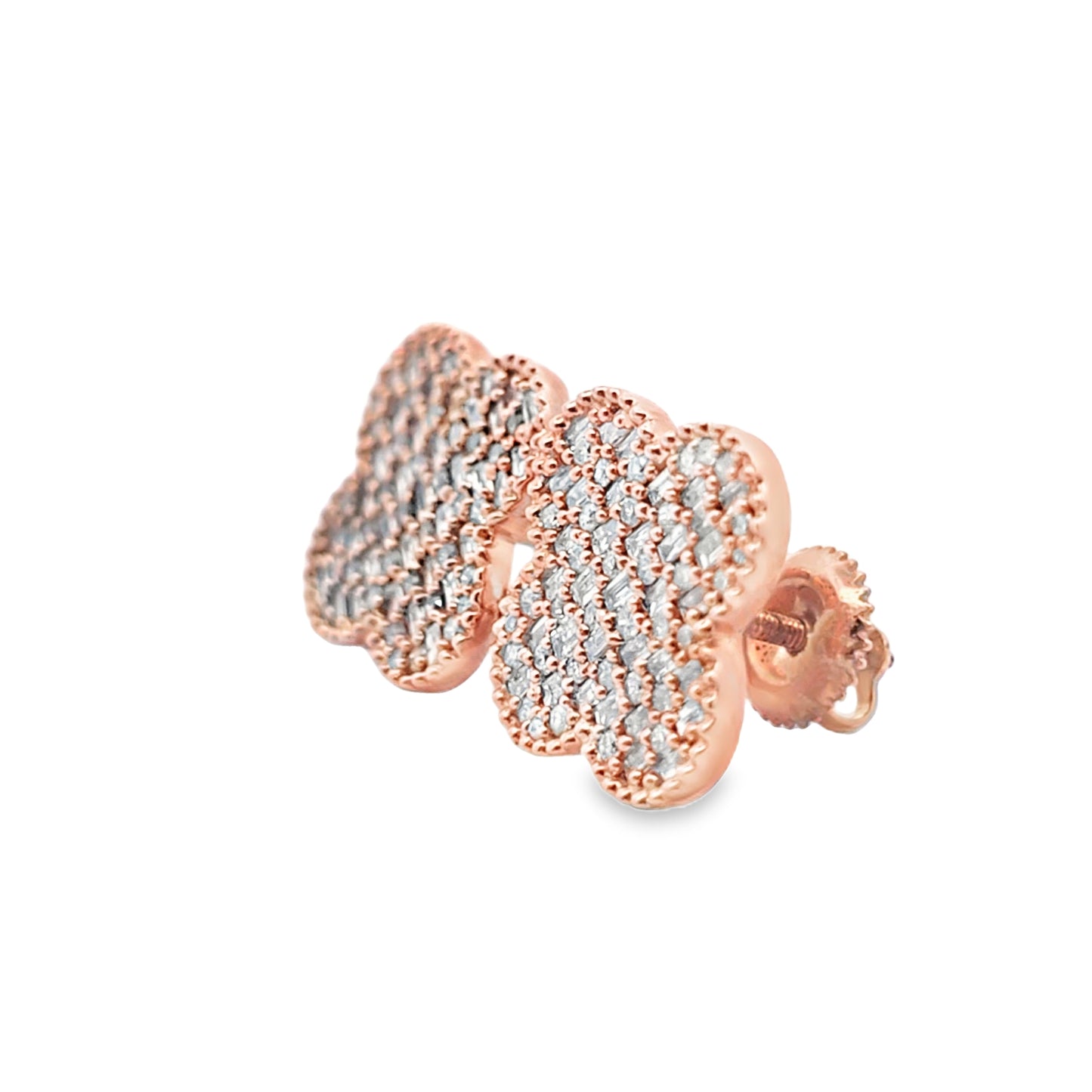 10K White & Rose Gold Diamond Earrings with Round Brilliant Diamonds 1.25 CTW | Jewelry Palace