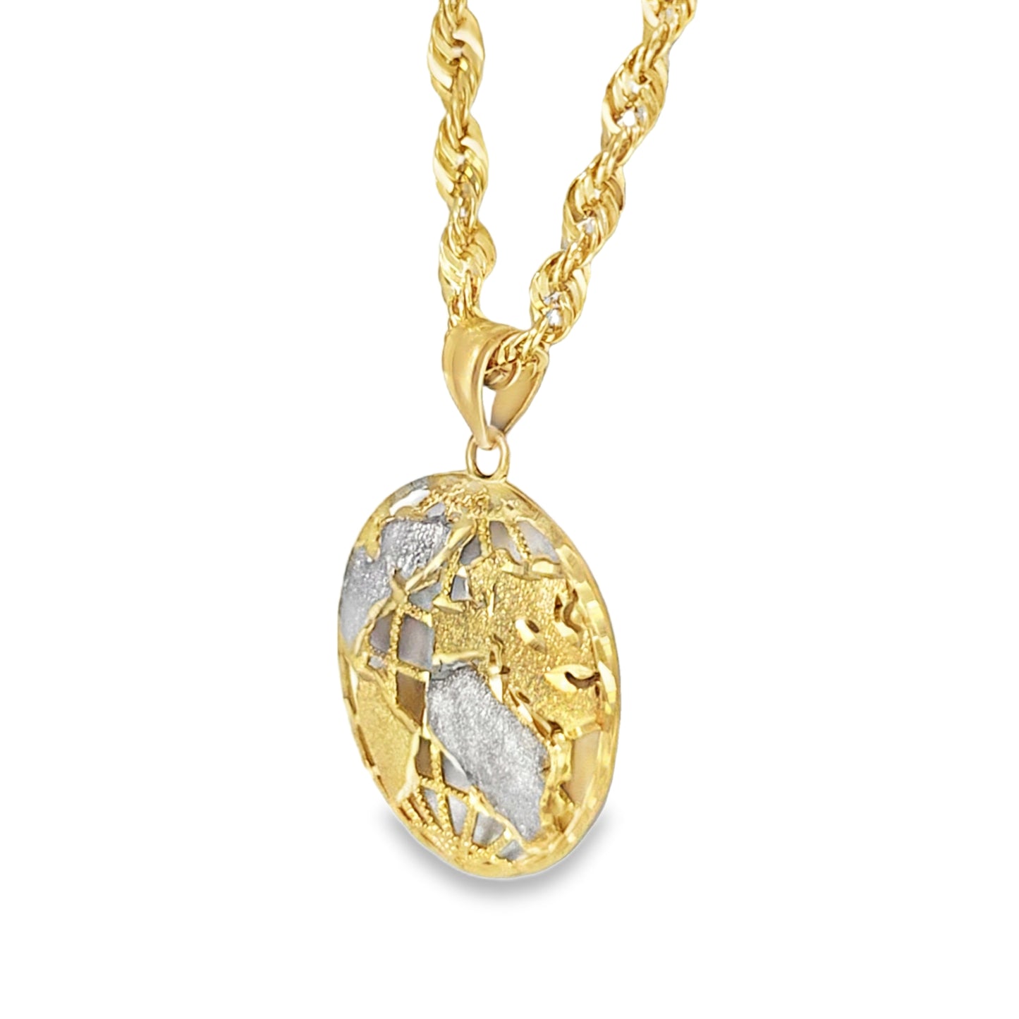 10K Yellow Gold World Map Globe Pendant Necklace Set – Travel & Adventure Symbol | Jewelry Palace