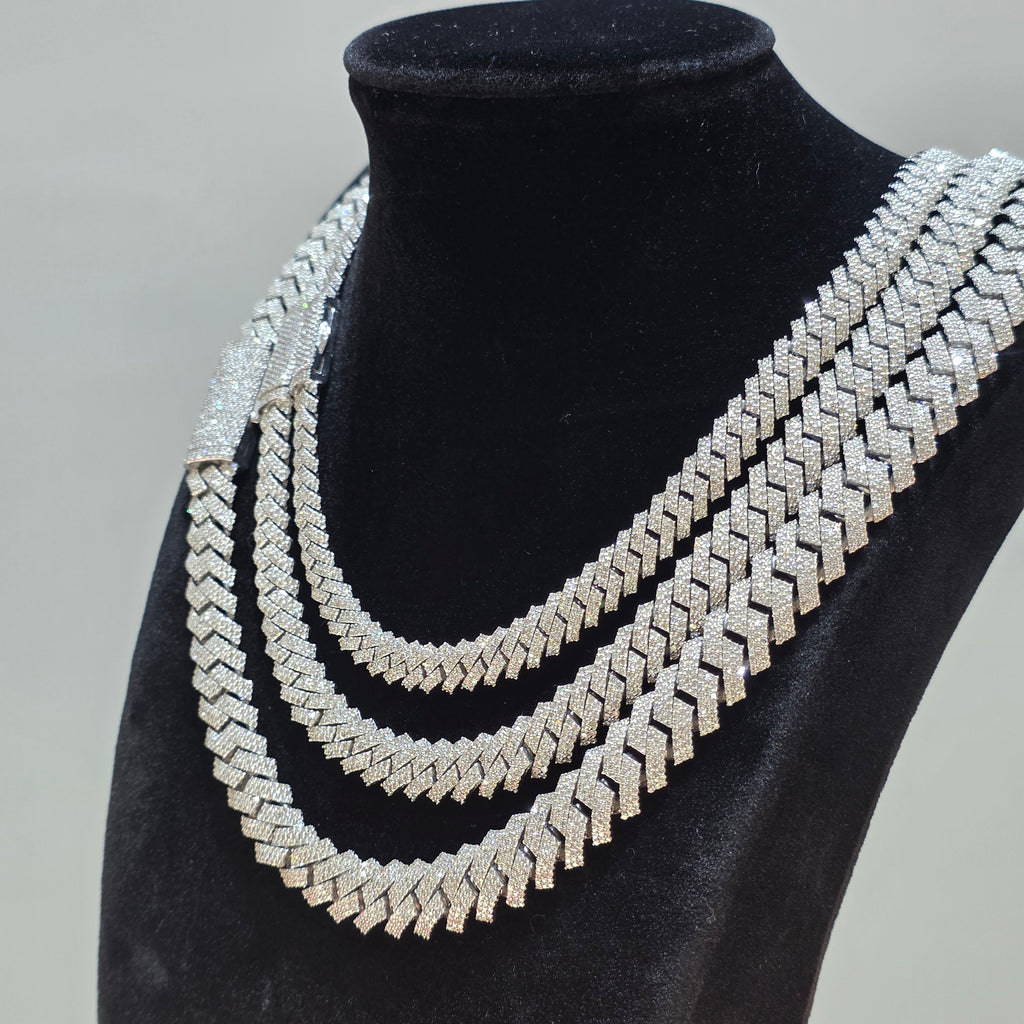 Natural Diamond Miami Cuban Link Chain | 8mm, 10mm & 12mm | Real 925 Sterling Silver | Up to 24"