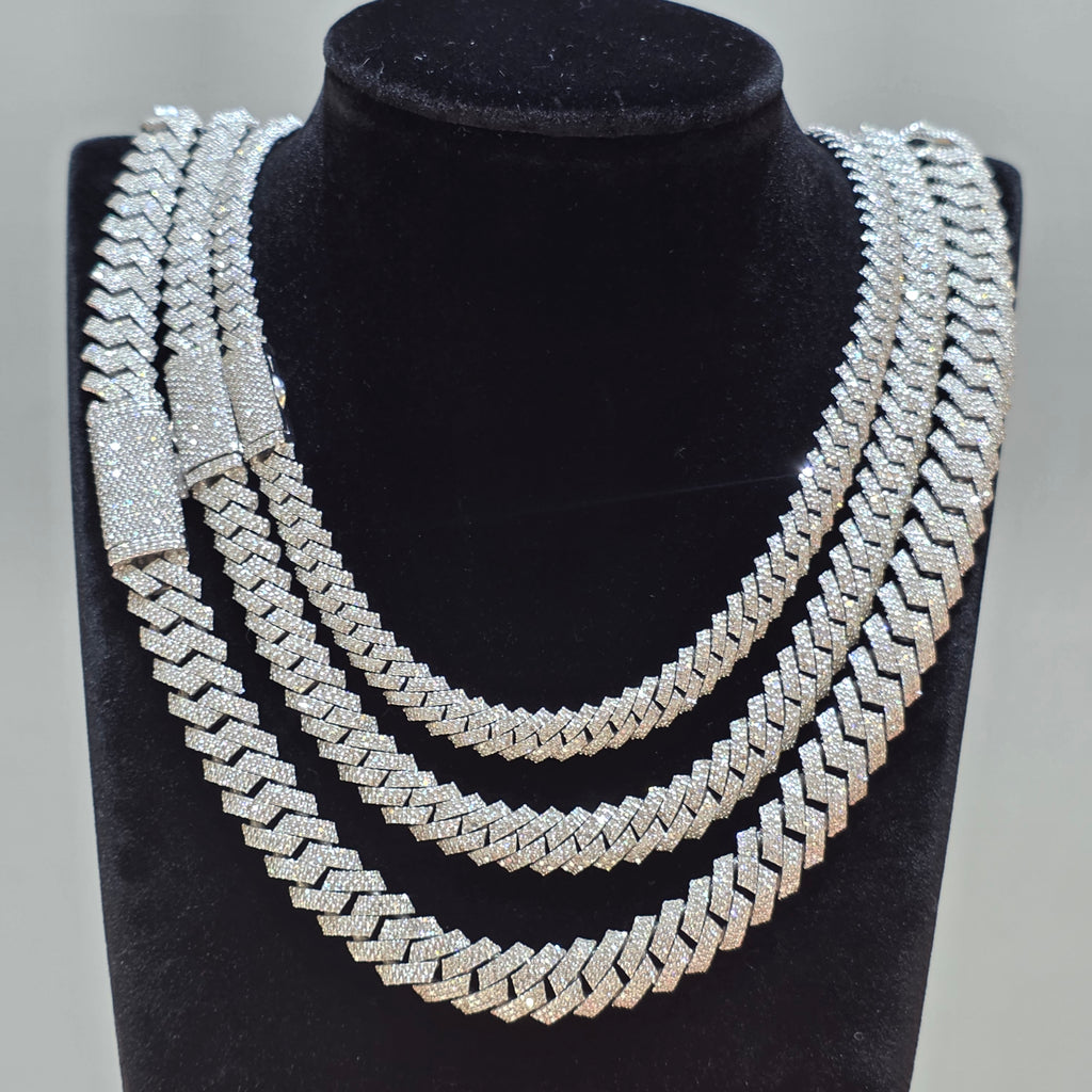 Natural Diamond Miami Cuban Link Chain | 8mm, 10mm & 12mm | Real 925 Sterling Silver | Up to 24"