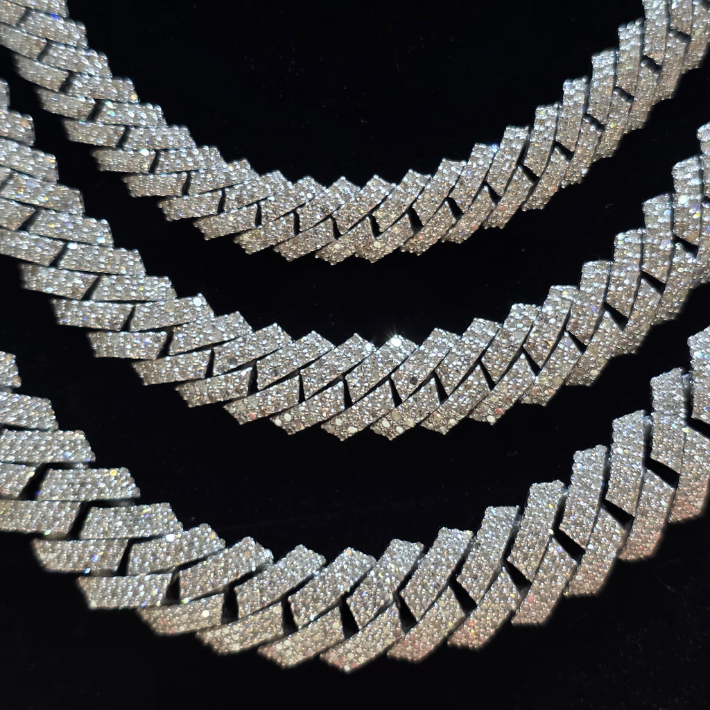 Natural Diamond Miami Cuban Link Chain | 8mm, 10mm & 12mm | Real 925 Sterling Silver | Up to 24"