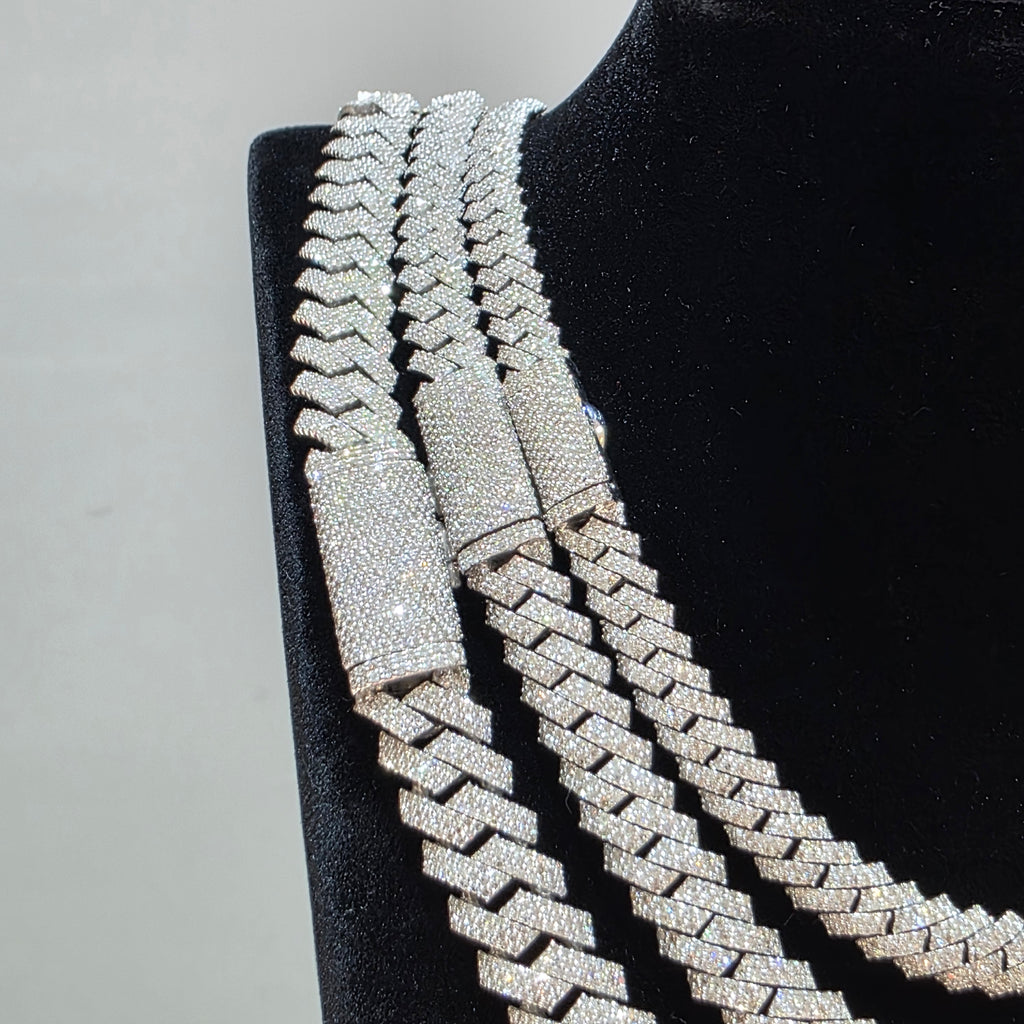 Natural Diamond Miami Cuban Link Chain | 8mm, 10mm & 12mm | Real 925 Sterling Silver | Up to 24"
