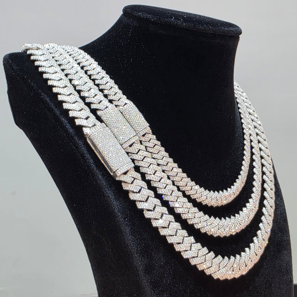 Natural Diamond Miami Cuban Link Chain | 8mm, 10mm & 12mm | Real 925 Sterling Silver | Up to 24"