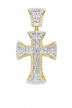 10K Yellow Gold Diamond Baguette Cross Pendant 0.73 ctw