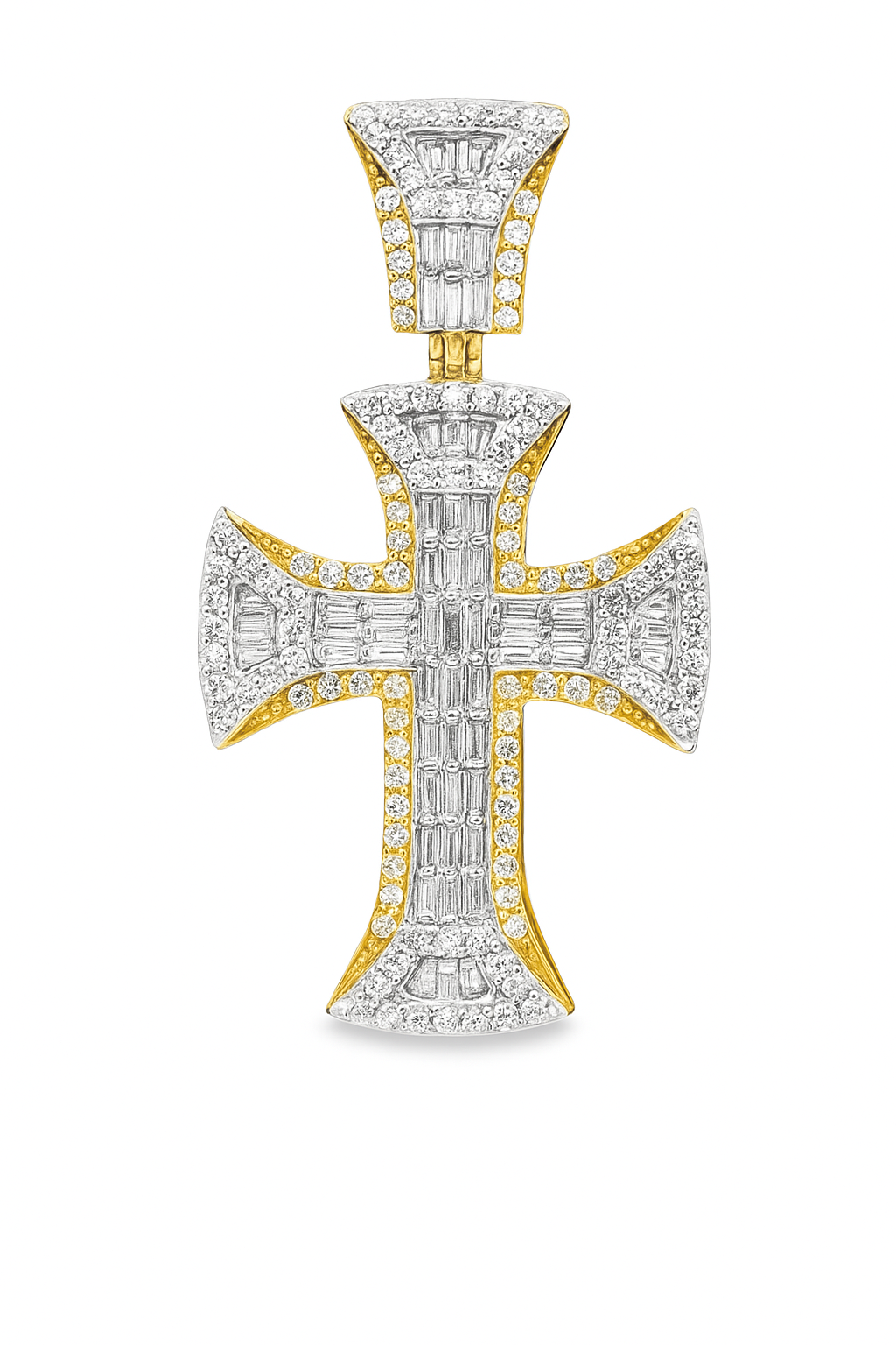 10K Yellow Gold Diamond Baguette Cross Pendant 0.73 ctw