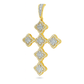 10K Yellow Gold Diamond Cross Pendant 2.00 ctw Baguette & Round Cluster Design | Men's & Women's Gold Cross Necklace