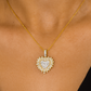 10K Yellow Gold Diamond Heart Necklace Cluster Halo Pendant 0.57 CTW