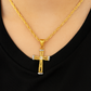 10K Yellow Gold Cross Charm Pendant Necklace | Two-Tone Accent with Rope Chain | Jewelry Palace