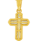 10K Yellow Gold Diamond Cross Pendant Baguette & Round Accents 0.38 CTW
