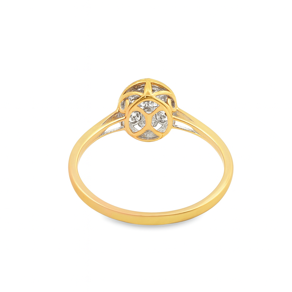 10K Yellow Gold Oval Diamond Ring With Halo 0.15 ctw